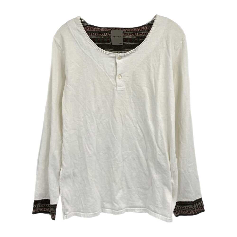 Ships Jet Blue Classic White Cotton Long Sleeve Tee | Women’s Size L